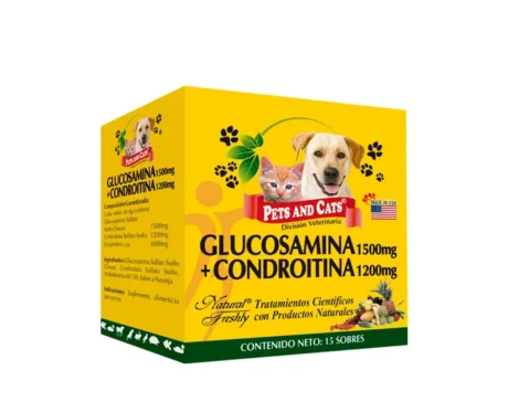 <span class="highlight-prefix">Producto natural para la salud y bienestar de tu perro:</span> P & C Glucosamina + Condroitina, caja con 15 sobres.
