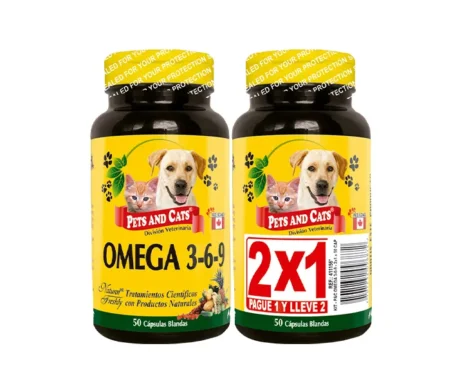 <span class="highlight-prefix">Producto natural para la salud y bienestar de tu gato:</span> P & C Omega 3-6-9 - 2x1, frasco con 50 cápsulas.